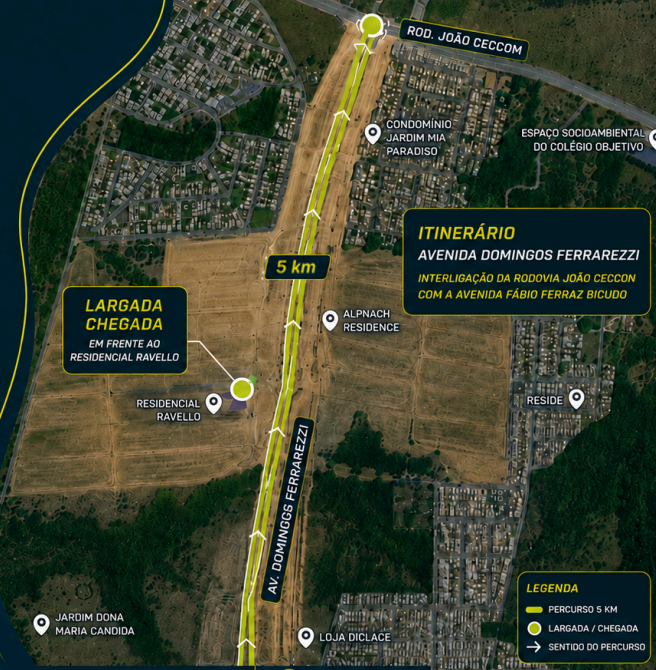 Mapa do percurso da Indaiatuba Clube Run